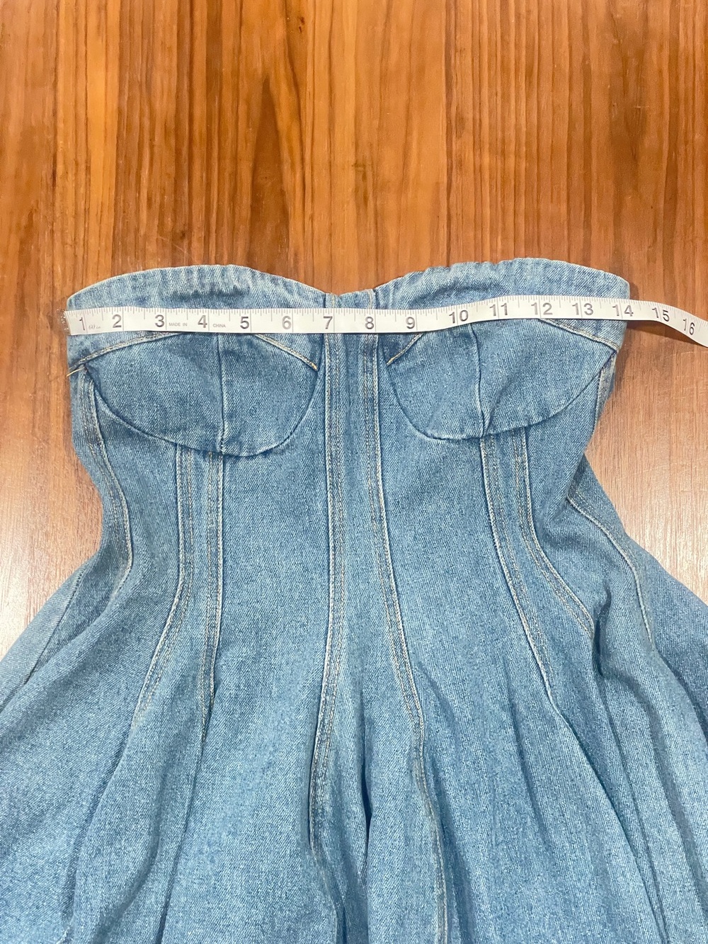 Blue Blush Denim Corset Fit & Flare Mini Dress Coquette Western - Picture 4 of 6